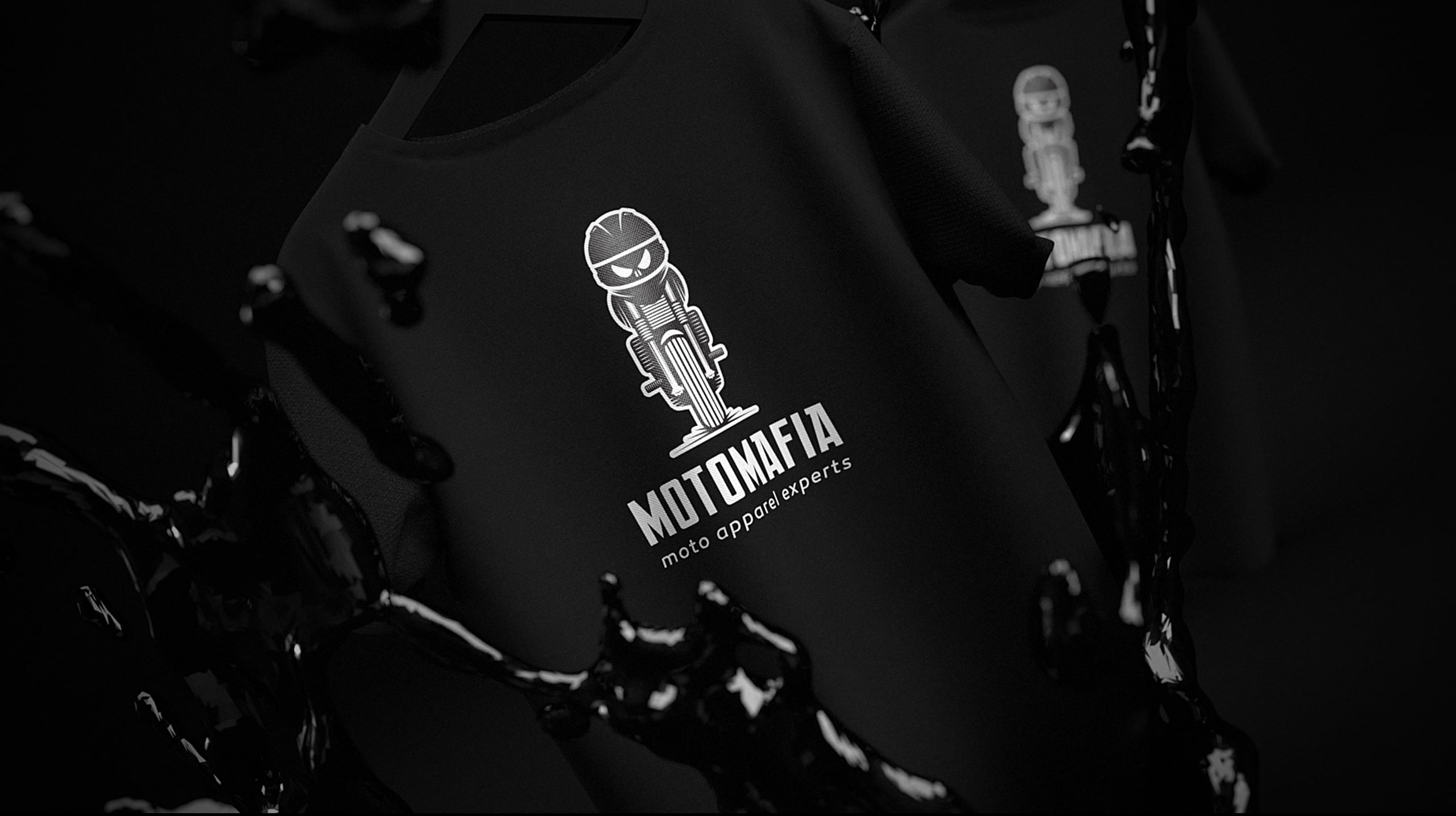 motorcycle apparel brand Motomafia logo redesign symbolizing a person on the motorcycle.