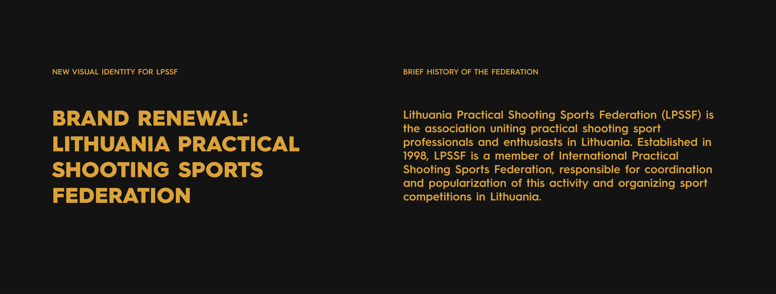 Lithuania practical shooting sports federation logo in a dark background with two glock 19 and some 9mm bullets